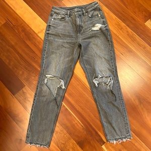 American Eagle washed gray denim  high waisted ripped